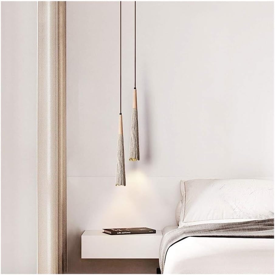 Suspension ciment rainurée allongée bois bohème