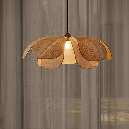 Suspension rotin design pétales vintage