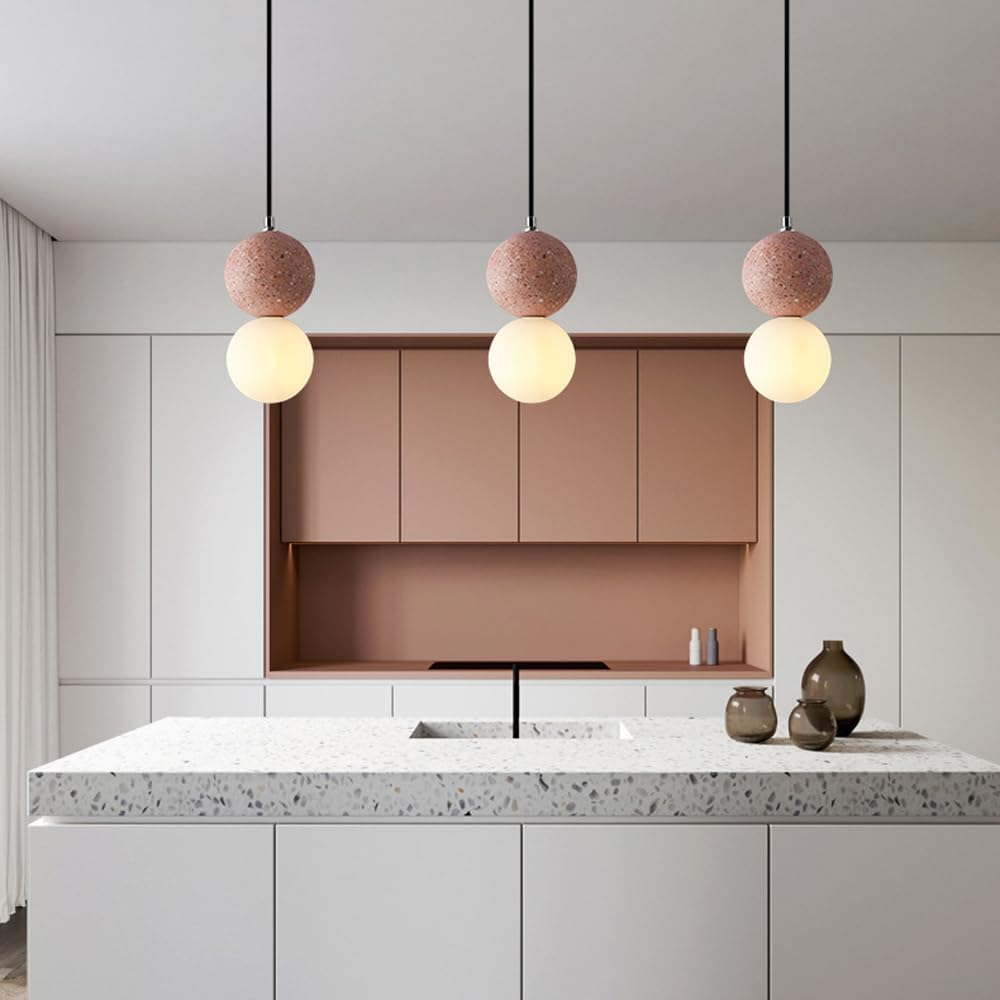 Suspension en verre double globe terrazzo design scandinave