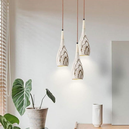 Suspension allongée rainurée terre cuite scandinave