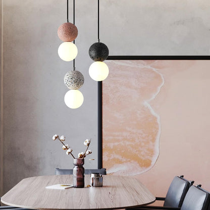Suspension en verre double globe terrazzo design scandinave