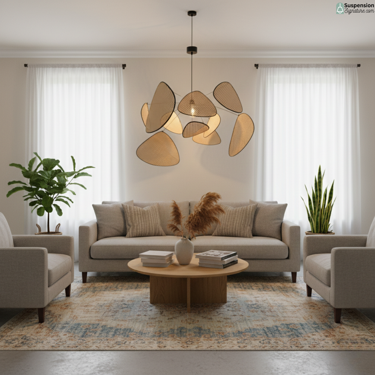 Suspension rotin cannage aérienne screen vintage