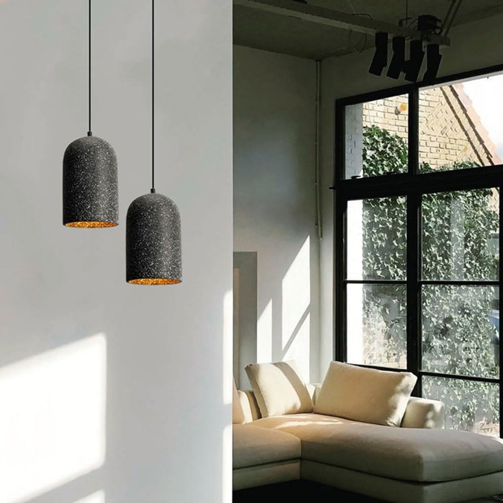 Suspension cloche allongée terrazzo industriel