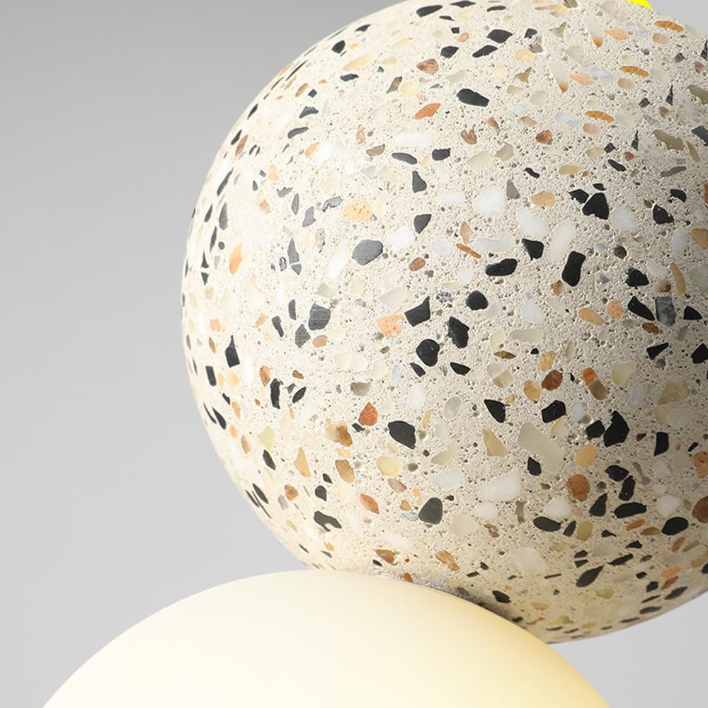 Suspension en verre double globe terrazzo design scandinave