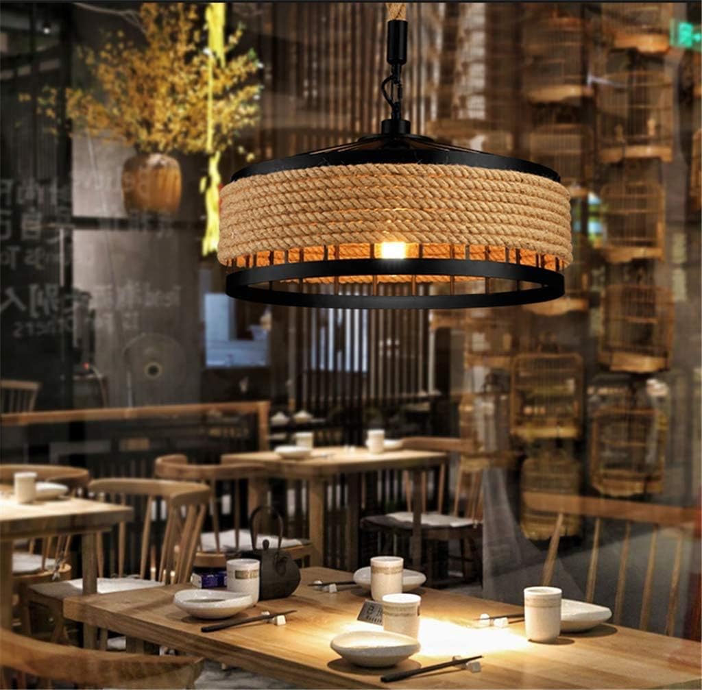 Suspension corde et métal noir cloche ajourée design industriel