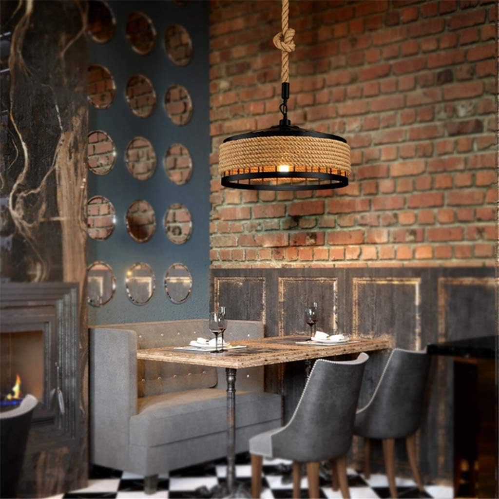 Suspension corde et métal noir cloche ajourée design industriel
