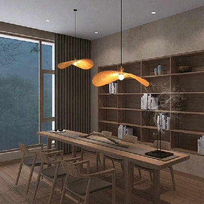 Suspension rotin et bambou torsion design moderne