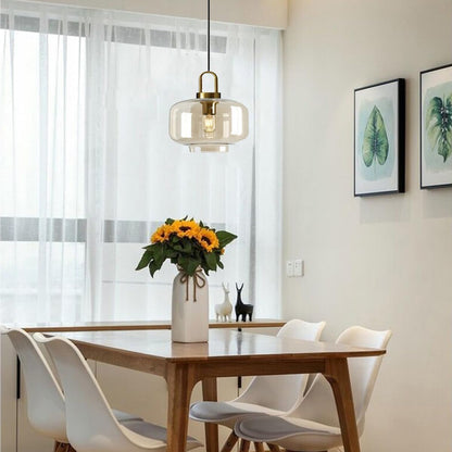 Suspension verre fumé lanterne vintage