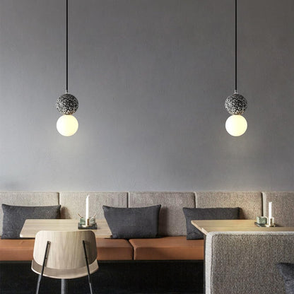 Suspension en verre double globe terrazzo design scandinave