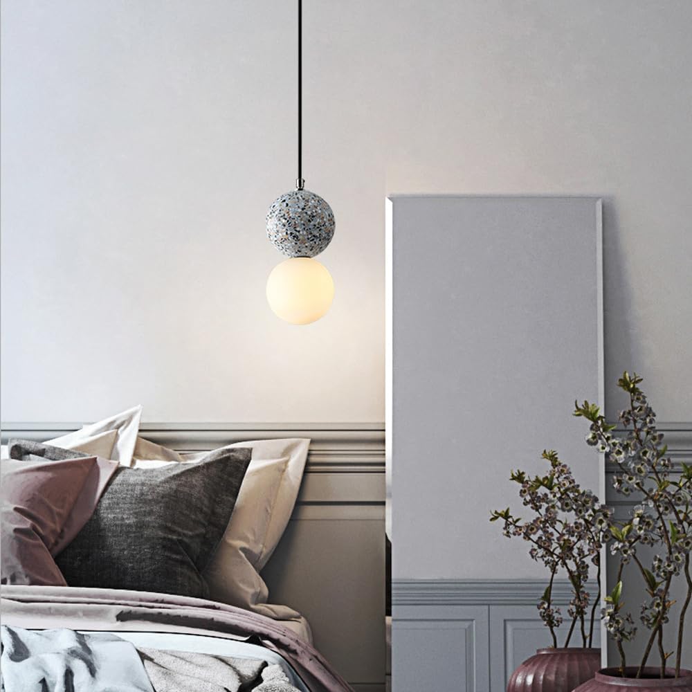 Suspension en verre double globe terrazzo design scandinave