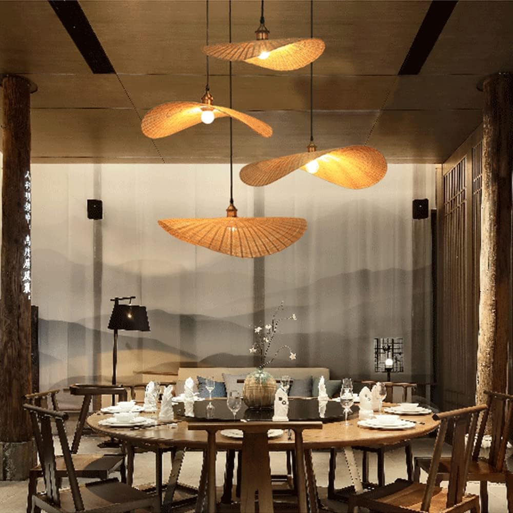 Suspension rotin et bambou torsion design moderne