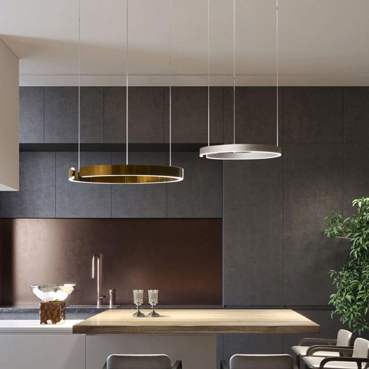 Suspension métal anneau ouvert design moderne