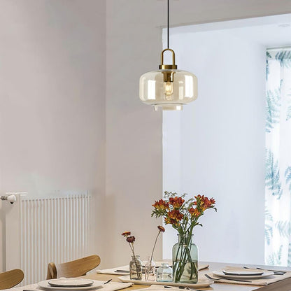 Suspension verre fumé lanterne vintage