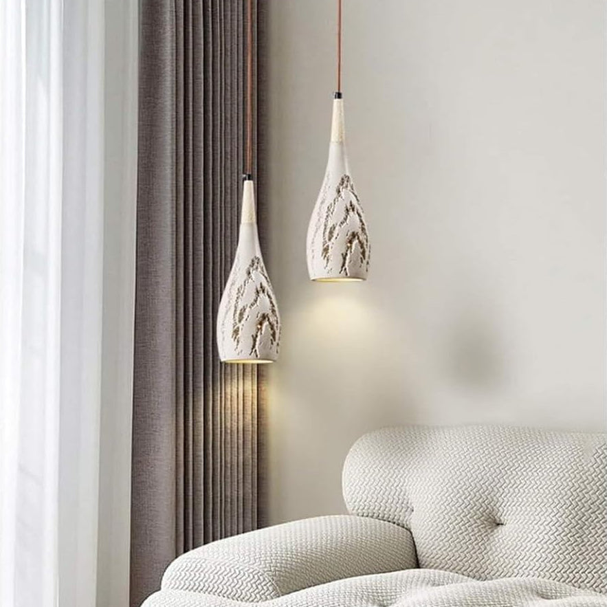 Suspension allongée rainurée terre cuite scandinave