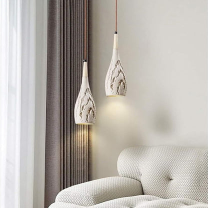 Suspension allongée rainurée terre cuite scandinave