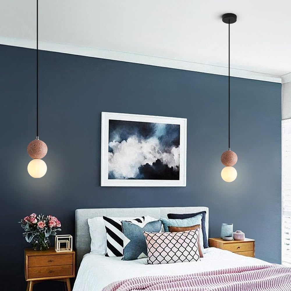 Suspension en verre double globe terrazzo design scandinave