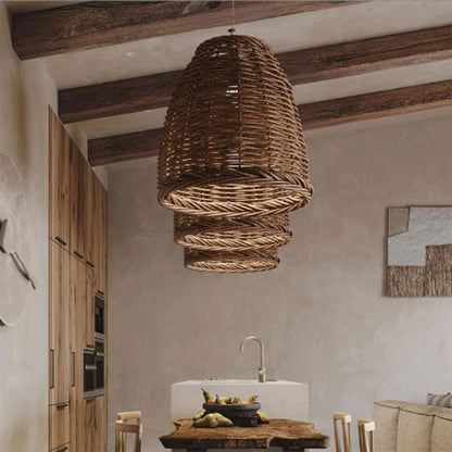 Suspension en osier tressé cloche style bohème