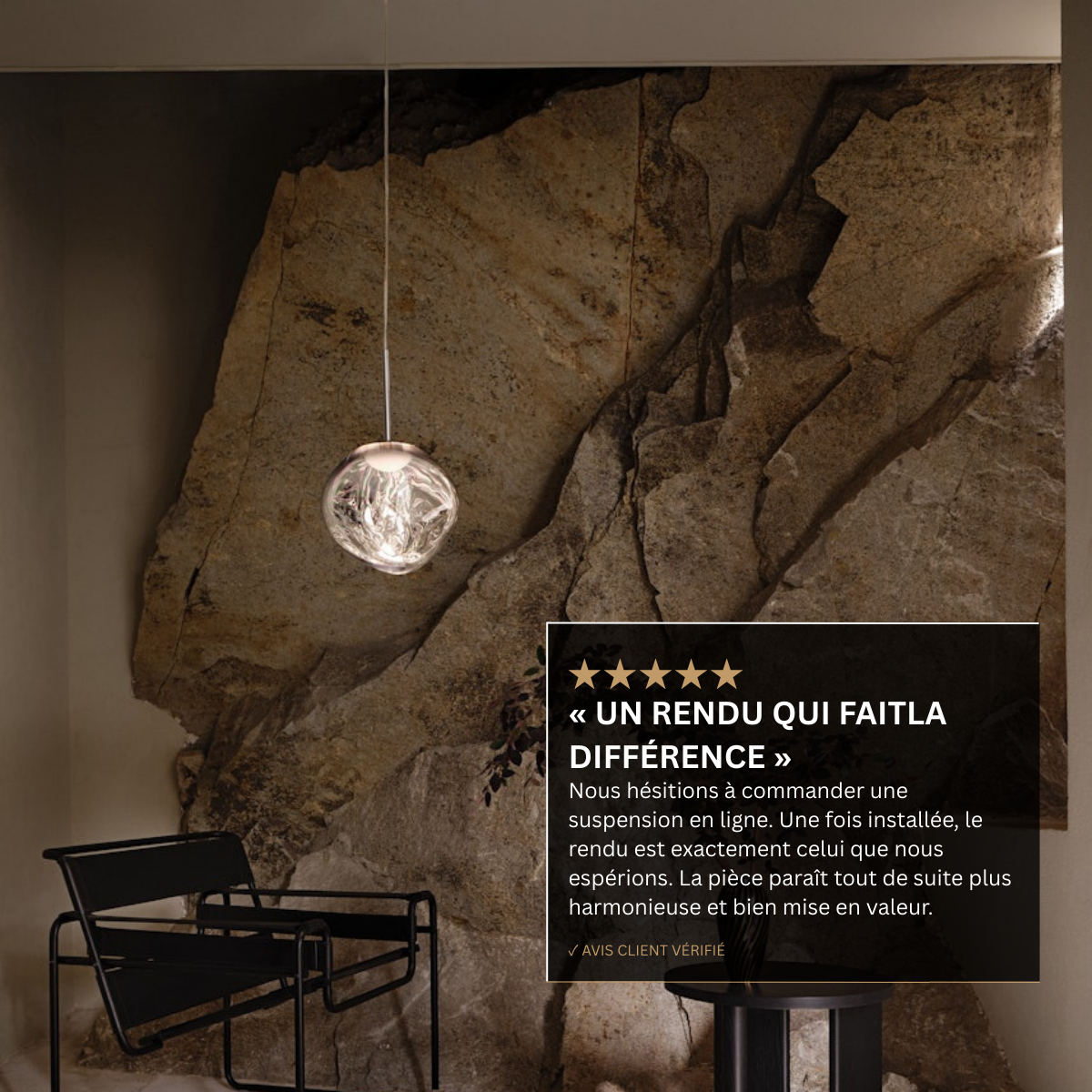 Suspension verre globe asymétrique nacré design