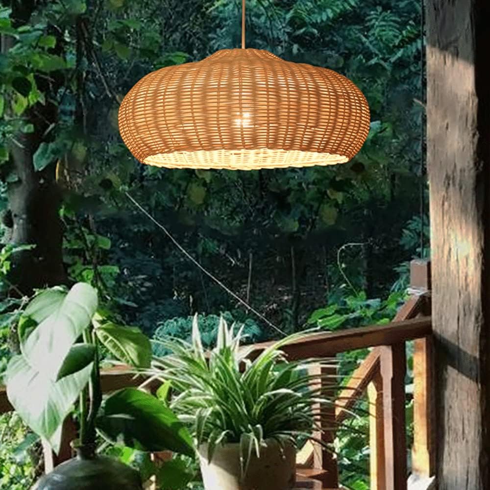Suspension rotin design champignon vintage
