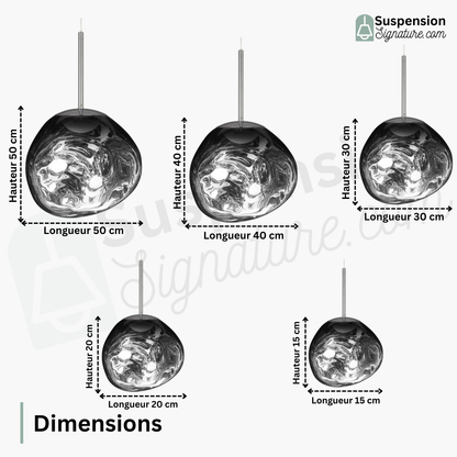 Suspension verre globe asymétrique nacré design
