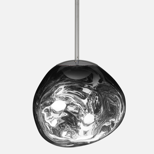Suspension verre globe asymétrique nacré design