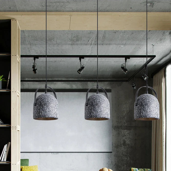 Suspension cloche ciment terrazzo design industriel