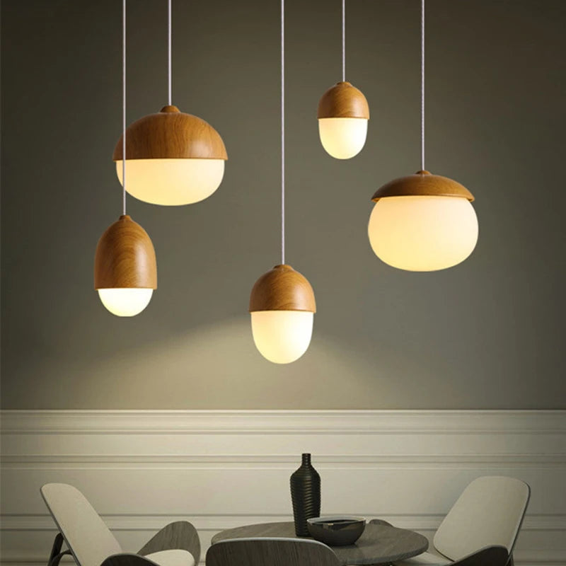 Suspension bois globe allongé design scandinave 4 (à split)