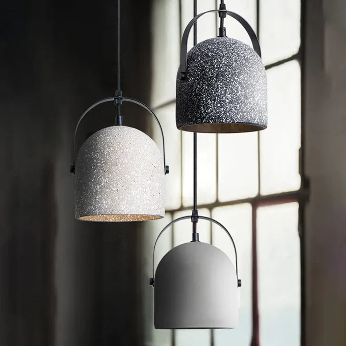 Suspension cloche ciment terrazzo design industriel