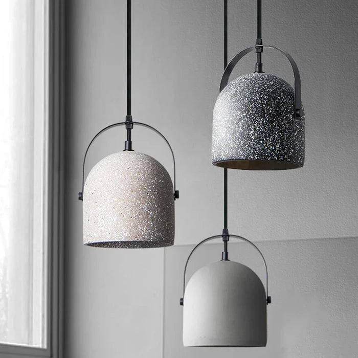 Suspension cloche ciment terrazzo design industriel
