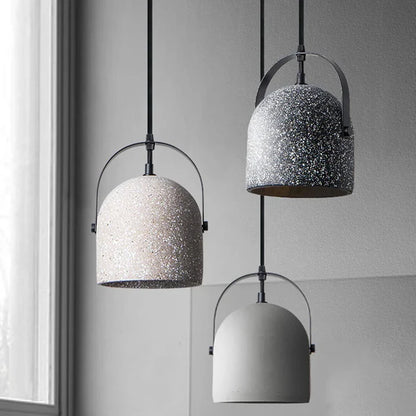 Suspension cloche ciment terrazzo design industriel