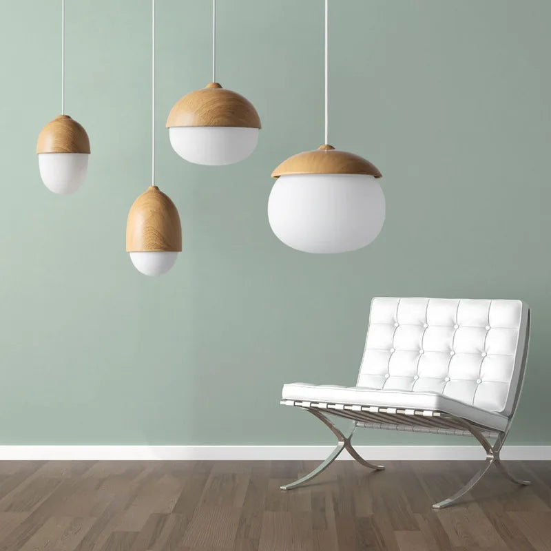 Suspension bois globe allongé design scandinave 4 (à split)