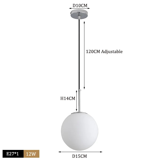 Suspension moderne boule lumineuse tige pliée en laiton 1 ( à split)