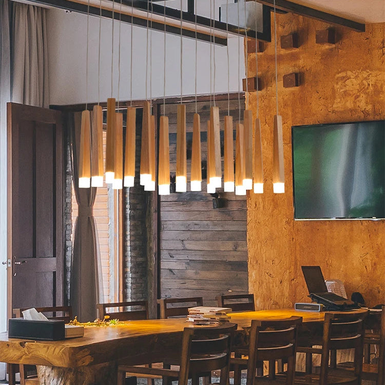 Suspension bois torches multiples design scandinave