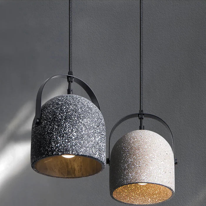 Suspension cloche ciment terrazzo design industriel