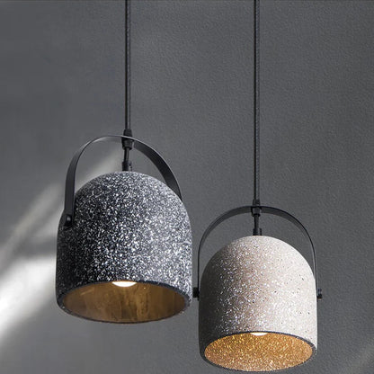 Suspension cloche ciment terrazzo design industriel