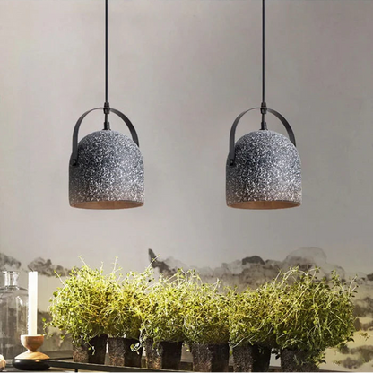 Suspension cloche ciment terrazzo design industriel