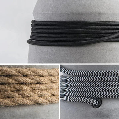 Suspension cloche ciment et corde design scandinave