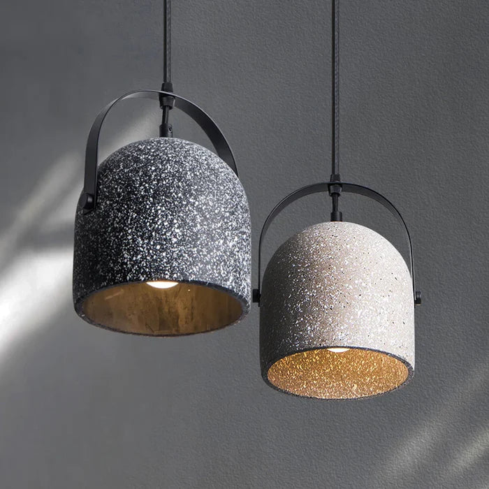 Suspension cloche ciment terrazzo design industriel