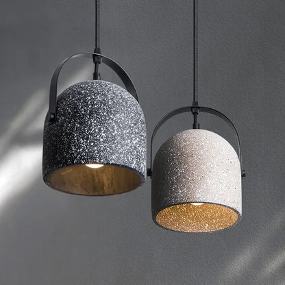 Suspension cloche ciment terrazzo design industriel