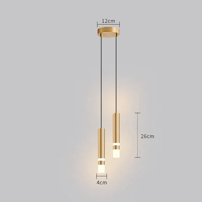 Suspension laiton doré cylindrique moderne