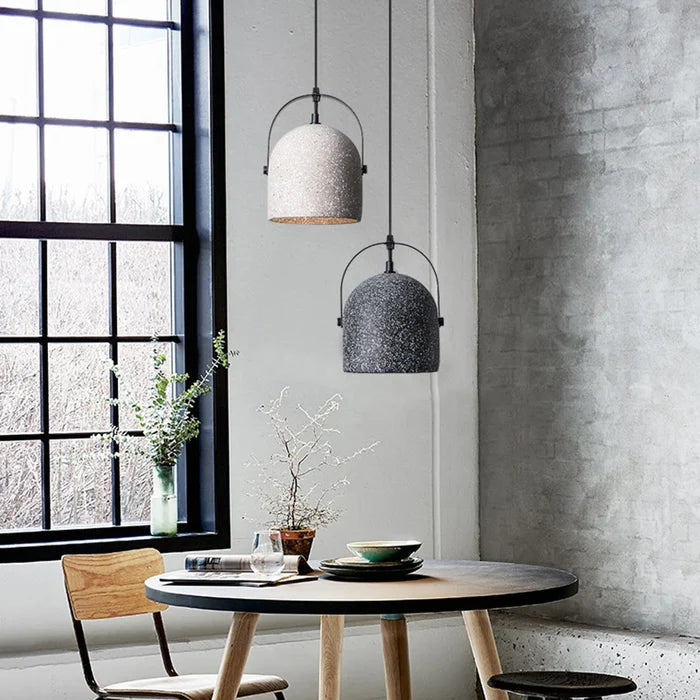 Suspension cloche ciment terrazzo design industriel