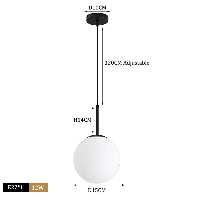 Suspension moderne boule lumineuse tige pliée en laiton 1 ( à split)