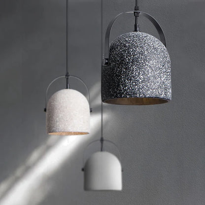 Suspension cloche ciment terrazzo design industriel