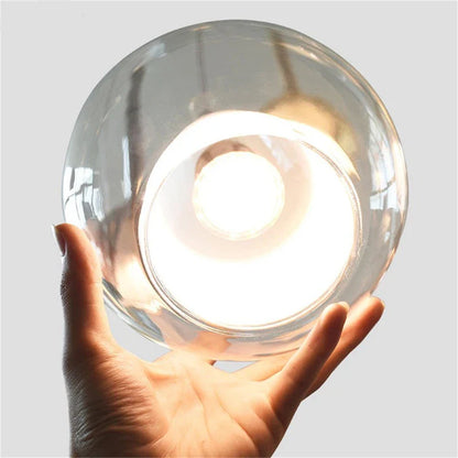 Suspension verre globe fumé cloche blanche design moderne