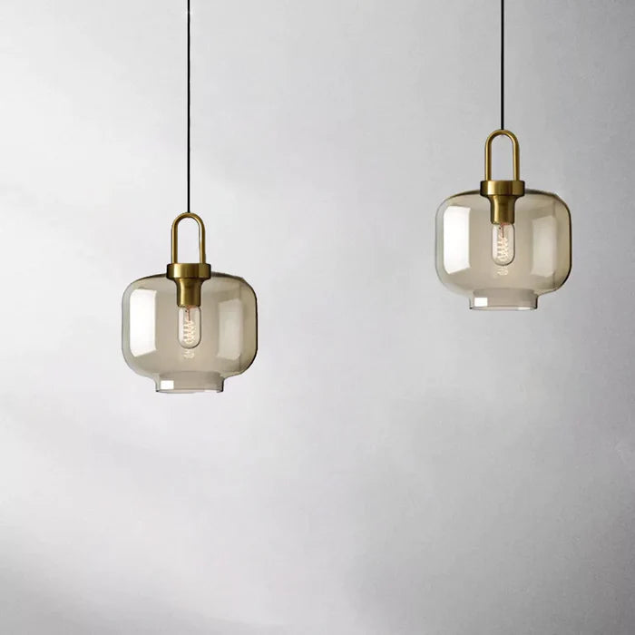 Suspension verre fumé lanterne vintage