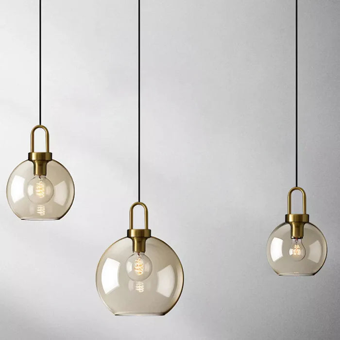 Suspension verre fumé globe vintage