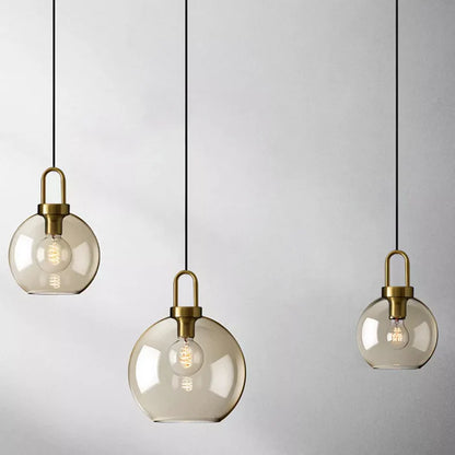 Suspension verre fumé globe vintage