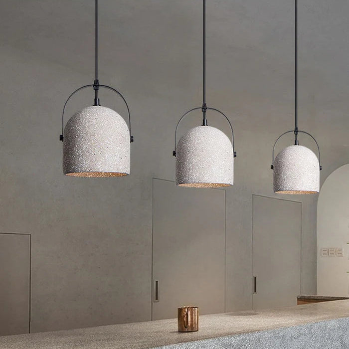 Suspension cloche ciment terrazzo design industriel