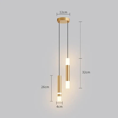 Suspension laiton doré cylindrique moderne