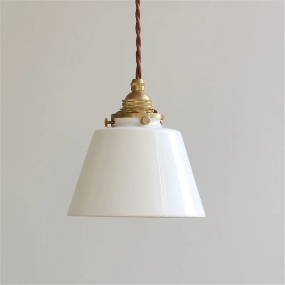 Suspension en laiton et céramique design évasé rétro